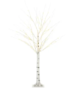 5ft Artificial White Birch Tree Light with Warm White Pre-Lit LED Light for Indoor and Covered Outdoor Use