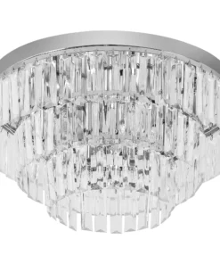 Round Crystal Ceiling Lamp 7 Lights Chandelier Mounted Fixture For Living Room Dining Room Hallway Modern