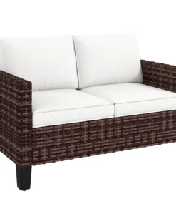 Two-Seater Rattan Outdoor Sofa - Brown