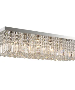 Modern Crystal Ceiling Light Square Crystal Chandelier for Living Room, Dining Room, Hall, E14 Base, Silver, 80 x 25 x 23cm