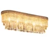 Modern Raindrop Crystal Chandelier, Round Rectangular hanging Ceiling Light, Linear Hanging Lighting with Stainless Steel Base, for Restaurant Kitchen Island Dining Room Hotel, Silver