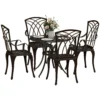 5 Pieces Garden Dining Set for 4, Cast Aluminium Outdoor Dining Set with 4 Armchairs and Round Dining Table with Parasol Hole, Garden Furniture Set, Bronze Tone