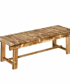 1 Piece 2-seater Outdoor Indoor Wooden Garden Bench Fir Patio Loveseat, 110L x 38W x 35Hcm, Carbonised