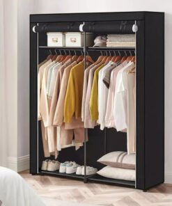 Industrial Open Canvas Wardrobe Clothes Rail Rack Bedroom Metal Storage Shelves
