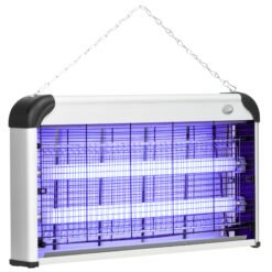 Outsunny 30W Electric Fly Zapper, Bug Zapper with UK Plug, 2 UV Bulbs, Hanging Chain, On/Off Switch and Removable Catch Tray, 60? Coverage Insect Mosquito Killer for Indoor and Outdoor Use, Silver