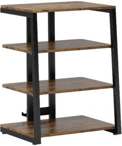 HOMCOM HiFi Stand, with Four Storage Shelves - Rustic Brown
