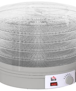 HOMCOM 5 Tier Food Dehydrator, 245W Food Dryer Machine with Adjustable Temperature Control for Drying Fruit, Meat, Vegetable, Jerky and Pet Treat, Grey