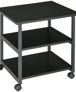 HOMCOM Three-Tier Steel Printer Stand, with Wheels - Black