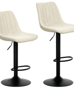 HOMCOM Set of Two Chenille-Feel Tub Bat Stools - Beige