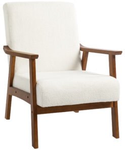 HOMCOM Boucle Seat Mid Century Accent Chair - White