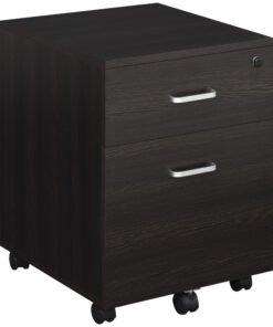 Vinsetto 2-Drawer Locking Office Filing Cabinet w/ 5 Wheels Rolling Storage Hanging A4 Cupboard Home Organisation Black Wood Grain