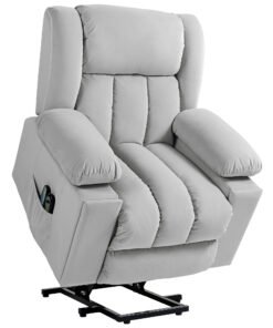 HOMCOM Velvet-Feel Electric Riser, Recliner and Massage Armchair - Light Grey