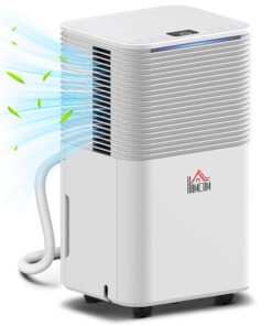 HOMCOM 10L/Day 2000ML Portable Quiet Dehumidifier for Home Laundry Room Bedroom Basement, Electric Moisture Air De-Humidifier with 3 Modes