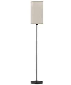 HOMCOM Floor Lamp, Modern Standing Lamp with Linen Shade, Tall Lamps for Living Room, Bedroom, with Foot Switch, Bulb not Included, Black