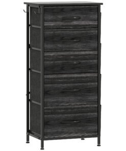 HOMCOM Chest of Five Fabric Drawers - Black