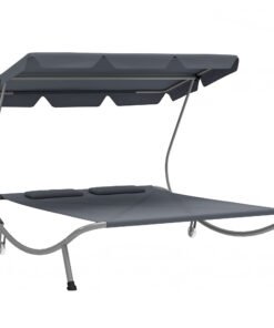 Outsunny Double Outdoor Bed, with Canopy - Light Grey
