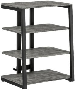 HOMCOM HiFi Stand, with Four Storage Shelves - Dark Grey