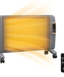 HOMCOM Mica Electric Space Heater, Portable Heater for Home with 2 Heat Settings, Living Room, Study, Garage, Adjustable Temperature 18-30°C, 1000W/2000W, Grey