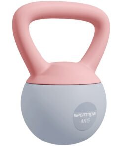 SPORTNOW 4KG Soft Kettlebell, Kettlebell with Non-Slip Handle for Home Gym, Weight Lifting, Strength Training, Pink/Grey