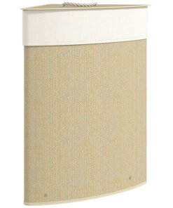 HOMCOM Bamboo Laundry Basket with Lid, 55L Corner Laundry Hamper with Removable Washable Liner Bag, Bathroom Triangle Washing Basket, 35 x 35 x 60 cm, Nature Wood Finish