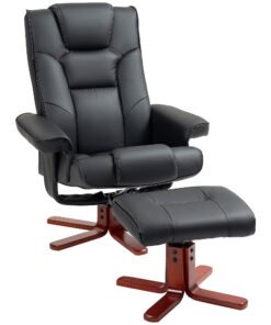 HOMCOM Faux Leather Manual Recliner and Footstool Set - Black