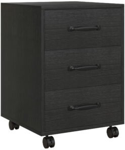 HOMCOM 3 Drawer File Cabinet, Mobile Filing Cabinet on Wheels for Home Office, Study, Black