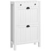 HOMCOM Narrow Shoe Cabinet with 2 Flip Drawers and Adjustable Shelves, White