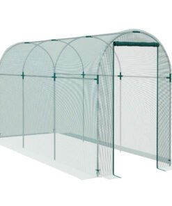 Outsunny 360 x 120cm Galvanised Steel Fruit Cage, Plant Protection Tent with Zipped Door, Green