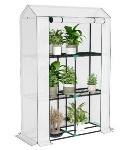 Outsunny 40 x 100cm Three Shelf Steel Frame Greenhouse - White
