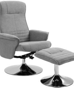 HOMCOM Swivel Recliner Chair with Footstool, Velvet Recliner Armchair with Ottoman, Steel Base, Upholstered Reclining Chair for Living Room, Bedroom, Office, Grey