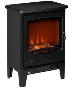 HOMCOM Electric Fireplace Stove, Free standing Fireplace Heater with Realistic LED Flame Effect, Overheat Safety Protection, 900W/1800W, Black