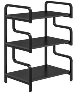 HOMCOM 3-Tier Printer Stand with Storage Shelves, Printer Table, 55 x 40 x 77cm Printer Shelf for Home Office, Study, Black
