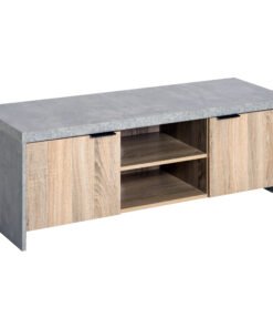 HOMCOM TV Stand for TV up to 55", 2 Doors TV Cabinet with Open Shelves, TV Unit TV Table for Living Room Bedroom Entertainment Room, 120L x 40W x 44H, Grey