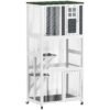 PawHut Wooden Catio Cat Outdoor Enclosure, Cat Cage with Waterproof Roof, Platforms, for Multiple Cats, White