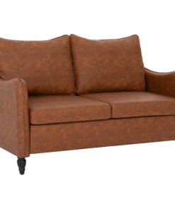HOMCOM Faux Leather Marble-Effect Two-Seater Sofa - Brown