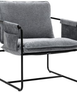 HOMCOM Minimal Padded Accent Chair, with Pockets - Grey