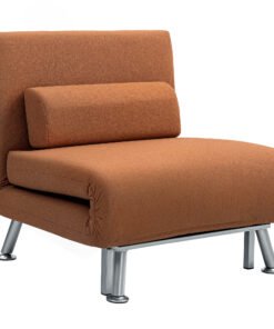 HOMCOM Single Linen-Feel Sleeper Chair - Coffee