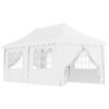 Outsunny 3 x 6m Pop Up Gazebo with Sides, UPF50+ Height Adjustable Marquee Party Tent, Wedding Canopy, Instant Event Shelter with Carry Bag and Sand Bags for Garden, White