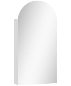 HOMCOM Arched Bathroom Mirror Cabinet with Adjustable Glass Shelves - White
