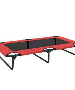 PawHut Portable Raised Dog Bed, Elevated Pet Cot with Breathable Mesh for Indoor Outdoor, for Large Dogs, Red