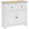 HOMCOM Sideboard Storage Cabinet, Morden Kitchen Cupboard with Adjustable Shelf, Drawer and Double Doors, Sideboard for Living Room, Dining Room, Hallway, White