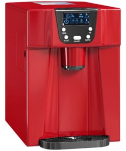 HOMCOM 3L Ice Maker Machine and Water Dispenser, 12kg in 24H, 2 Sizes 9 Ice Cubes Ready in 6-10 Mins Ice Machine, Red