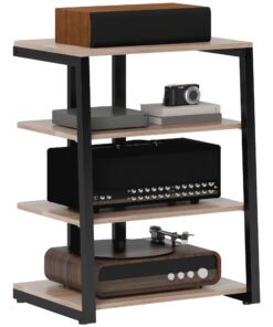 HOMCOM HiFi Stand, with Four Storage Shelves - Grey