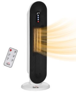 HOMCOM Ceramic Space Heater, Indoor Tower Heater with 2 Heat, Oscillation, Remote Control, Timer, Tip-Over & Overheating Protection, 1200W/2000W, White