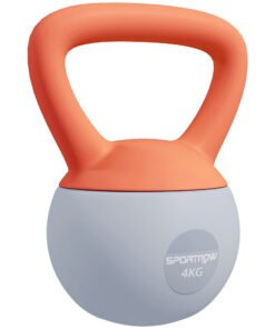 SPORTNOW 4KG Soft Kettlebell, Kettlebell with Non-Slip Handle for Home Gym, Weight Lifting, Strength Training, Orange/Grey