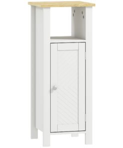 kleankin Slim Bathroom Storage Unit with Open Shelf, Bathroom Storage Cabinet with Adjustable Shelf, 32 x 30 x 80 cm, White