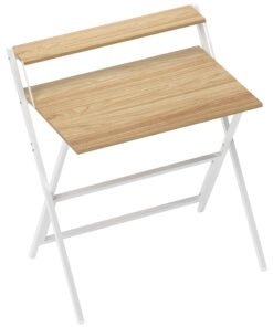 HOMCOM 81.5 cm Folding Computer Desk with Monitor Shelf - Natural Wood Finish