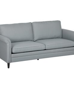 HOMCOM 3 Seater Sofa, Modern Fabric Sofa Couch with Spring Cushion, Rubber Wood Legs, 191cm Upholstered Settee for Living Room, Bedroom, Home Office, Guest Room, Grey