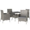 Outsunny Five-Pieces Rattan Dining Set - Light Grey