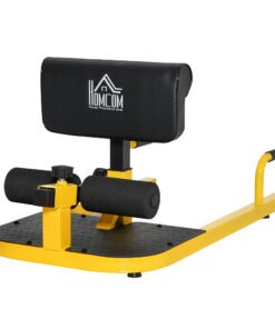 HOMCOM Squat Machine with Push Up Stand, Padded Hip Thrust Bench with Adjustable Cushion for Home Gym Work Out, Yellow
